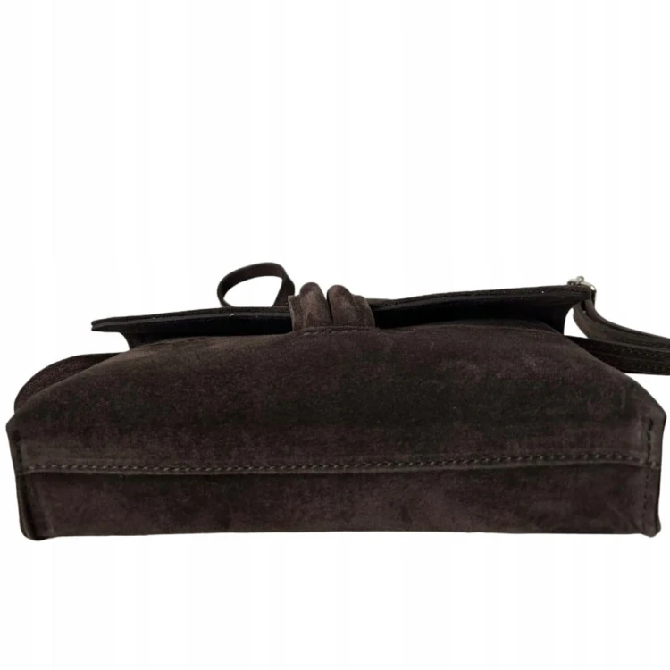 Torebka kopertówka listonoszka pętelka skóra naturalna zamsz Vera Pelle- NODO