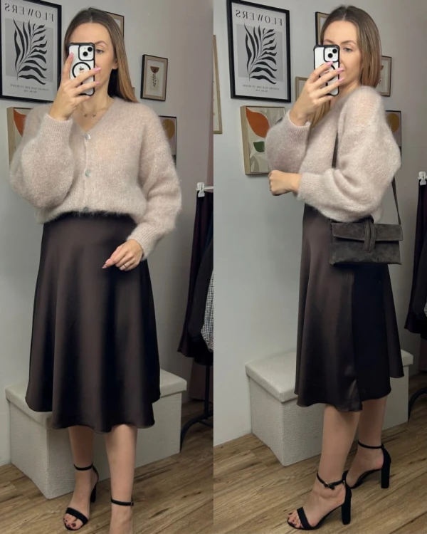 Torebka kopertówka listonoszka pętelka skóra naturalna zamsz Vera Pelle- NODO