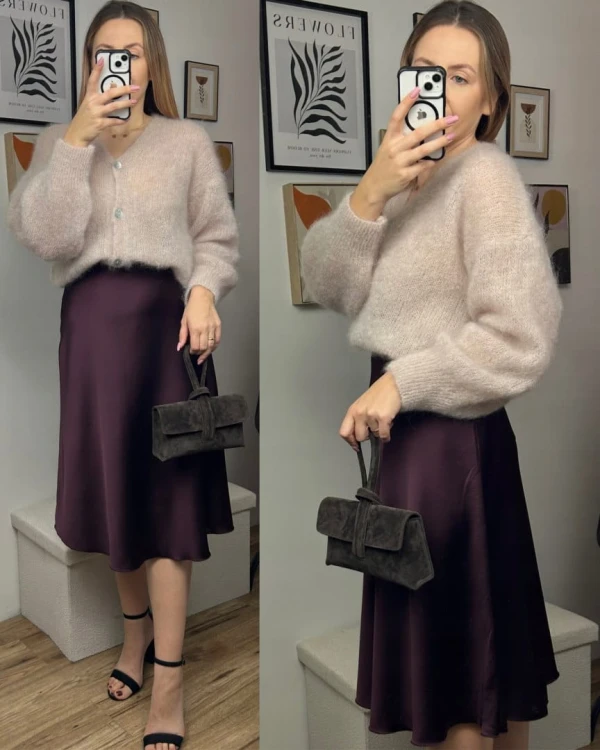 Torebka kopertówka listonoszka pętelka skóra naturalna zamsz Vera Pelle- NODO