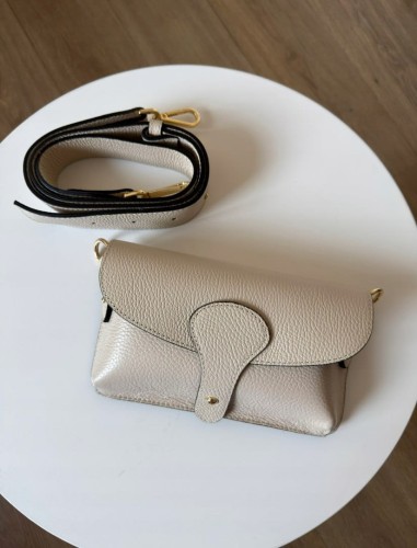 Torebka listonoszka skóra naturalna licowa beżowa crossbody Vera Pelle- MAXI LUXI