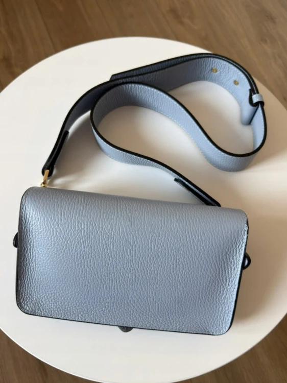 Torebka listonoszka skóra naturalna licowa błękitna crossbody Vera Pelle- MAXI LUXI