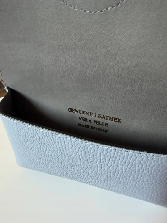 Torebka listonoszka skóra naturalna licowa błękitna crossbody Vera Pelle- MAXI LUXI
