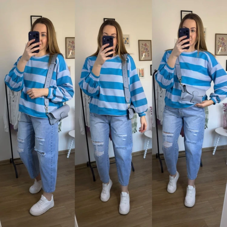 Torebka listonoszka skóra naturalna licowa błękitna crossbody Vera Pelle- MAXI LUXI