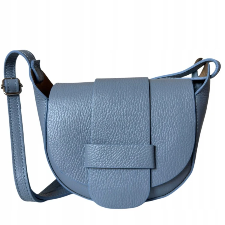 Torebka listonoszka skóra naturalna licowa niebieska Vera Pelle- LISTO CLASSIC