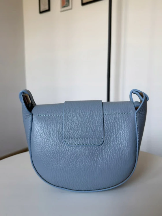 Torebka listonoszka skóra naturalna licowa niebieska Vera Pelle- LISTO CLASSIC
