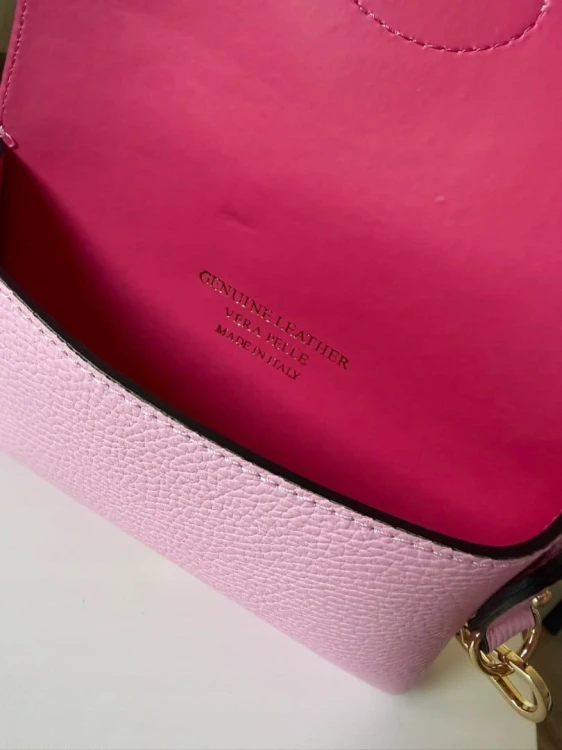 Torebka listonoszka skóra naturalna licowa różowa róż crossbody Vera Pelle- MAXI LUXI