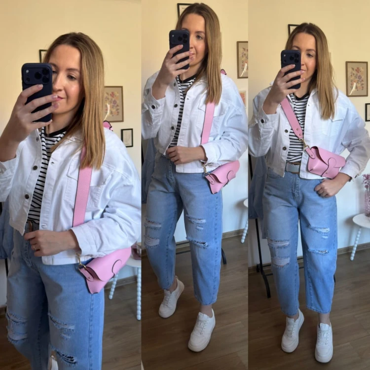 Torebka listonoszka skóra naturalna licowa różowa róż crossbody Vera Pelle- MAXI LUXI