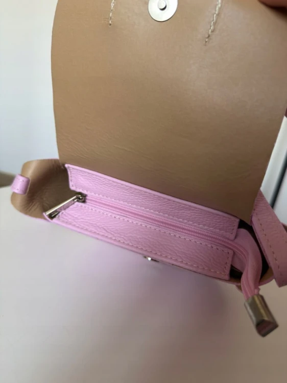 Torebka listonoszka skóra naturalna licowa różowa Vera Pelle- LISTO CLASSIC