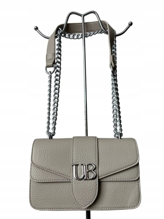 Toupe szaro-beżowa mała torebka na ramię ze srebrnym łańcuszkiem Unibella