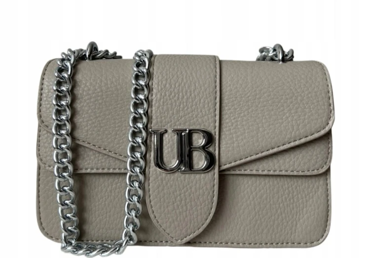 Toupe szaro-beżowa mała torebka na ramię ze srebrnym łańcuszkiem Unibella