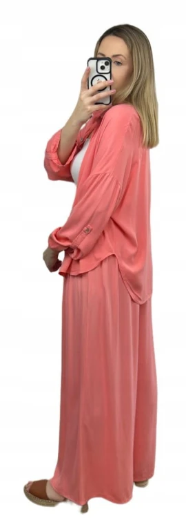 Viralowy komplet koszula spodnie palazzo szerokie wiskoza lyocell