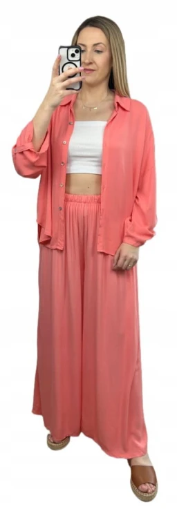 Viralowy komplet koszula spodnie palazzo szerokie wiskoza lyocell