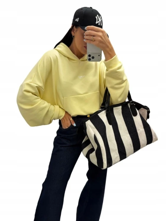 Żółta cytrynowa bluza oversize bawełniana luźna kangurka La Milla