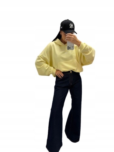 Żółta cytrynowa bluza oversize bawełniana luźna kangurka La Milla