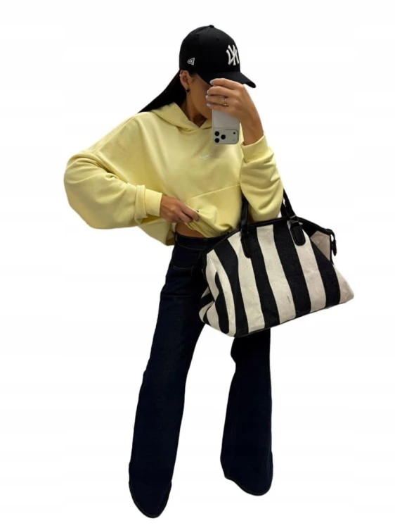 Żółta cytrynowa bluza oversize bawełniana luźna kangurka La Milla