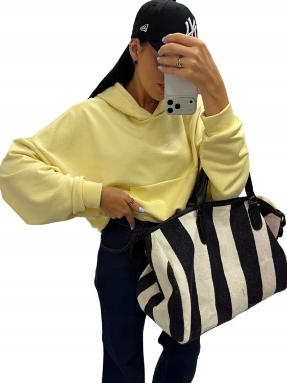 Żółta cytrynowa bluza oversize bawełniana luźna kangurka La Milla