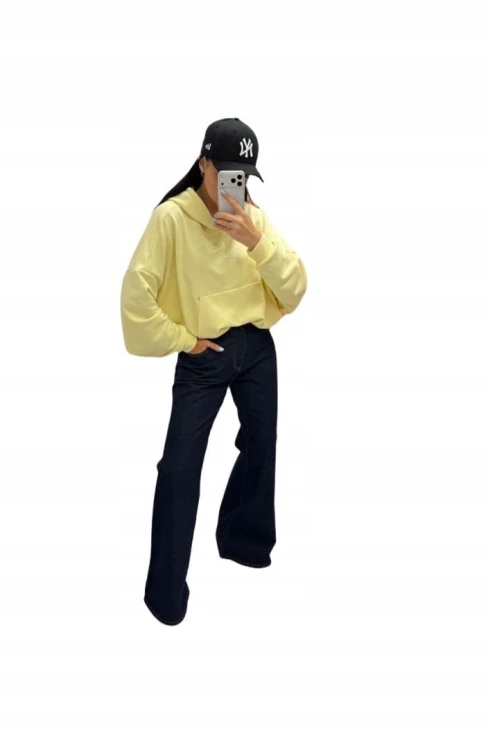 Żółta cytrynowa bluza oversize bawełniana luźna kangurka La Milla