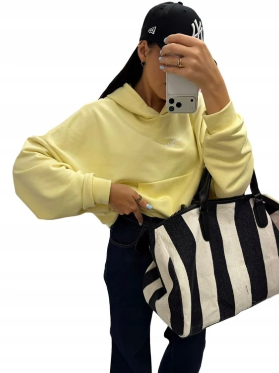 Żółta cytrynowa bluza oversize bawełniana luźna kangurka La Milla