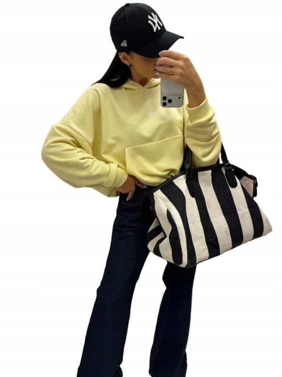 Żółta cytrynowa bluza oversize bawełniana luźna kangurka La Milla