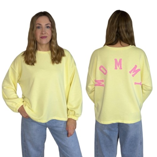 Żółta cytrynowa bluza oversize luźna bawełniana Azara- MOMMY