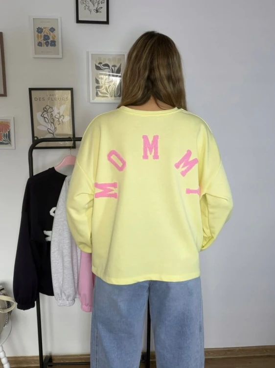 Żółta cytrynowa bluza oversize luźna bawełniana Azara- MOMMY