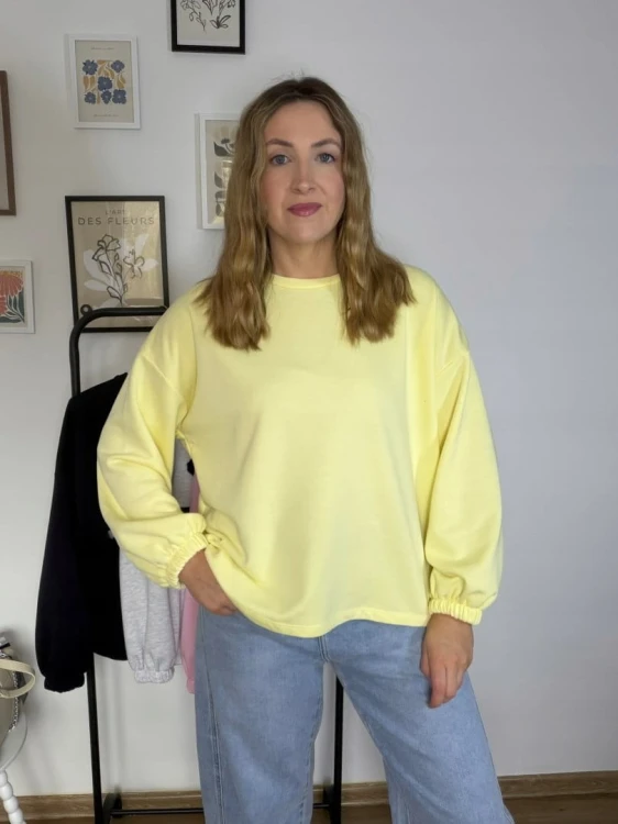 Żółta cytrynowa bluza oversize luźna bawełniana Azara- MOMMY