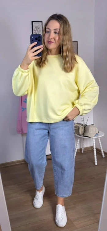 Żółta cytrynowa bluza oversize luźna bawełniana Azara- MOMMY