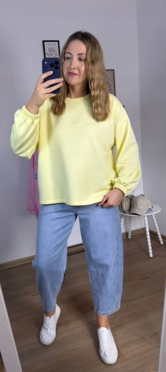 Żółta cytrynowa bluza oversize luźna bawełniana Azara- MOMMY