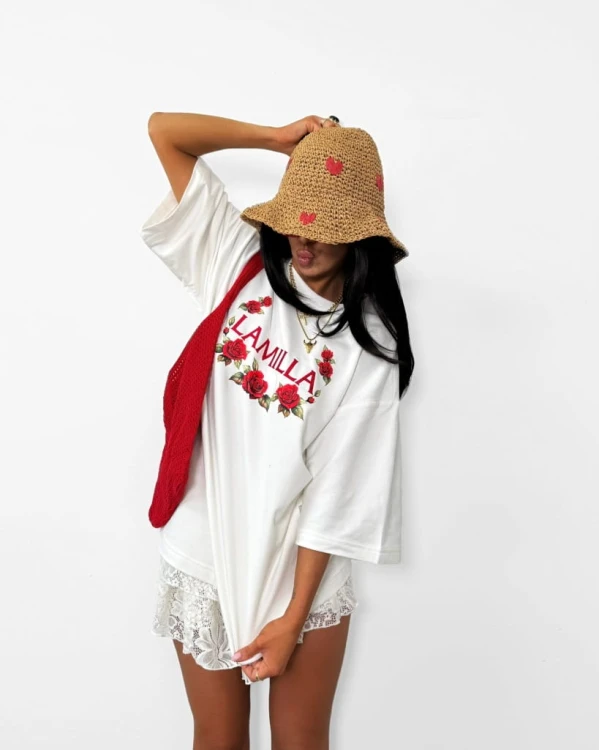 t-shirt damski biały La Milla codzienna stylizacja oversize