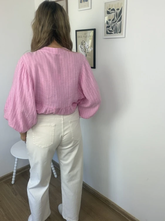 koszula damska różowa oversize tył sylwetki