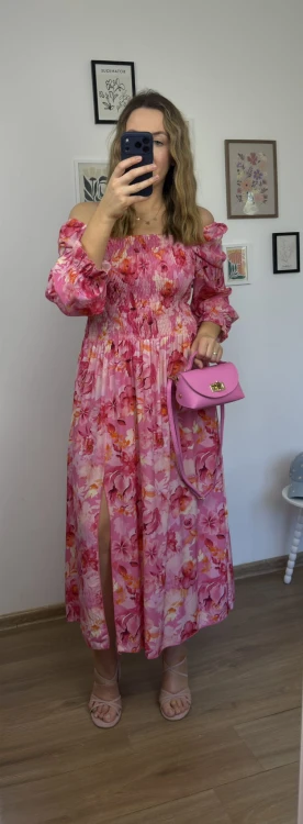 sukienka lorena maxi hiszpanka kobieca różowa