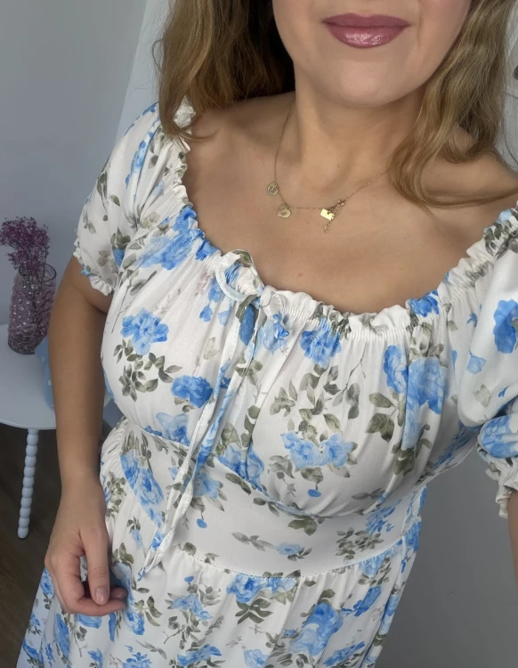 Sukienka FIORELLA midi z odkrytymi ramionami