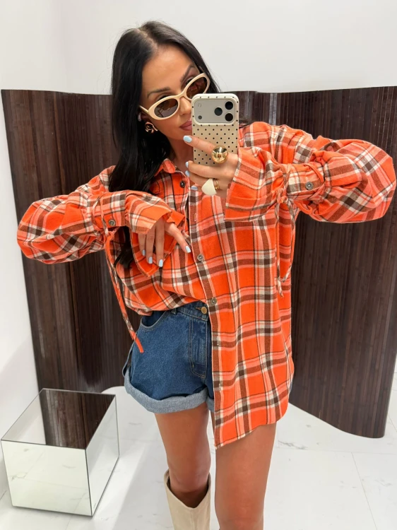 Koszula damska w kratę pomarańczowa La Milla rozmiar uniwersalny