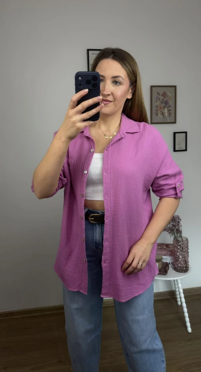 Koszula muślinowa AMORA jagodowa casual look