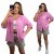 Różowa lniana koszula oversize MILA damska stylizacja casual