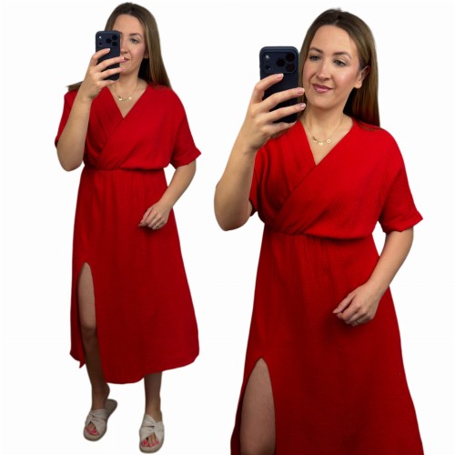Czerwona sukienka muślinowa SUMMER midi