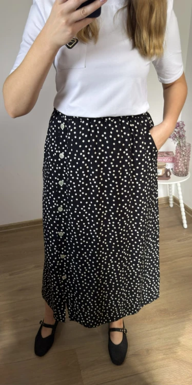 lekka spódnica maxi w groszki 100% wiskoza