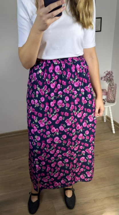 lekka spódnica maxi różowy print kwiatowy