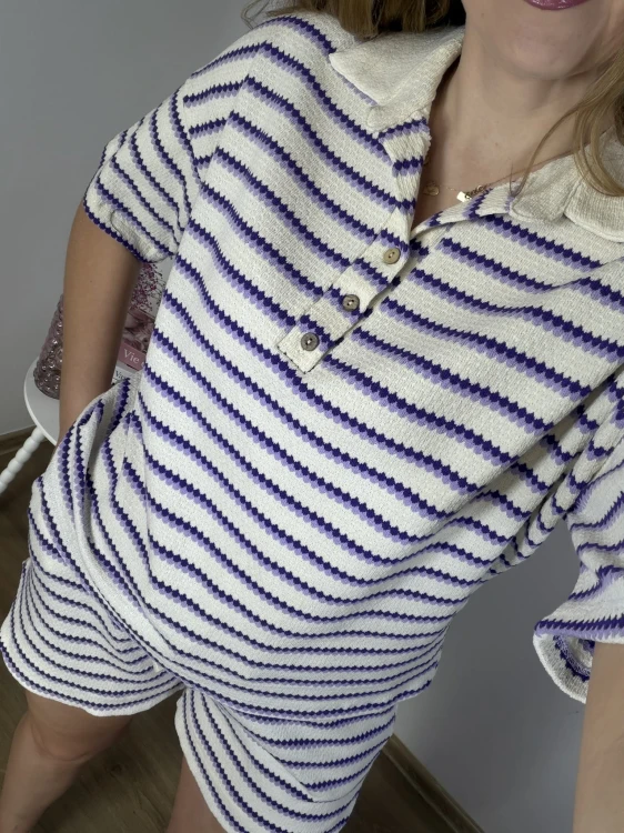 Komplet PALERMO polo i szorty lila granat butik online