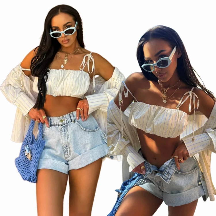 Jasne szorty jeansowe La Milla stylizacja letnia