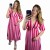 Sukienka midi muślinowa CAPRI STRIPES w szersze paski różowo-czerwone