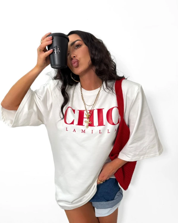 t-shirt chic la milla biały
