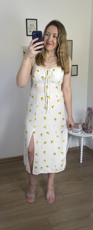 Zwiewna sukienka midi w cytryny LUNERA