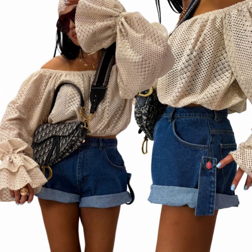 Szorty jeansowe ciemny denim LA MILLA przód i bok