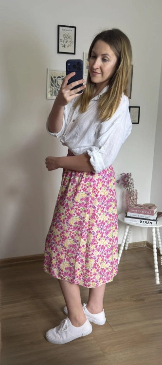 Zwiewna spódnica midi 100% wiskoza widok bok