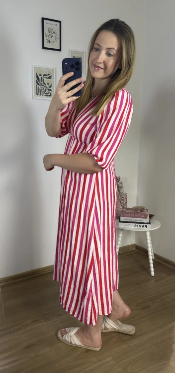 Letnia sukienka midi w paski CAPRI STRIPES
