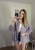 Luźna koszula bawełniana oversize w kratę różowa fioletowa h-Trend -VELLA CHECK