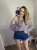 Luźna koszula bawełniana oversize w kratę różowa fioletowa h-Trend -VELLA CHECK