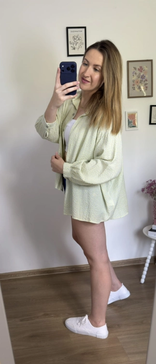 Luźna koszula bawełniana oversize w kratę żółta niebieska h-Trend- VELLA CHECK