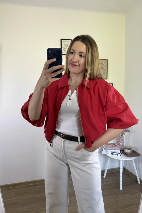 czerwona viralowa kurtka bomberka moonlight